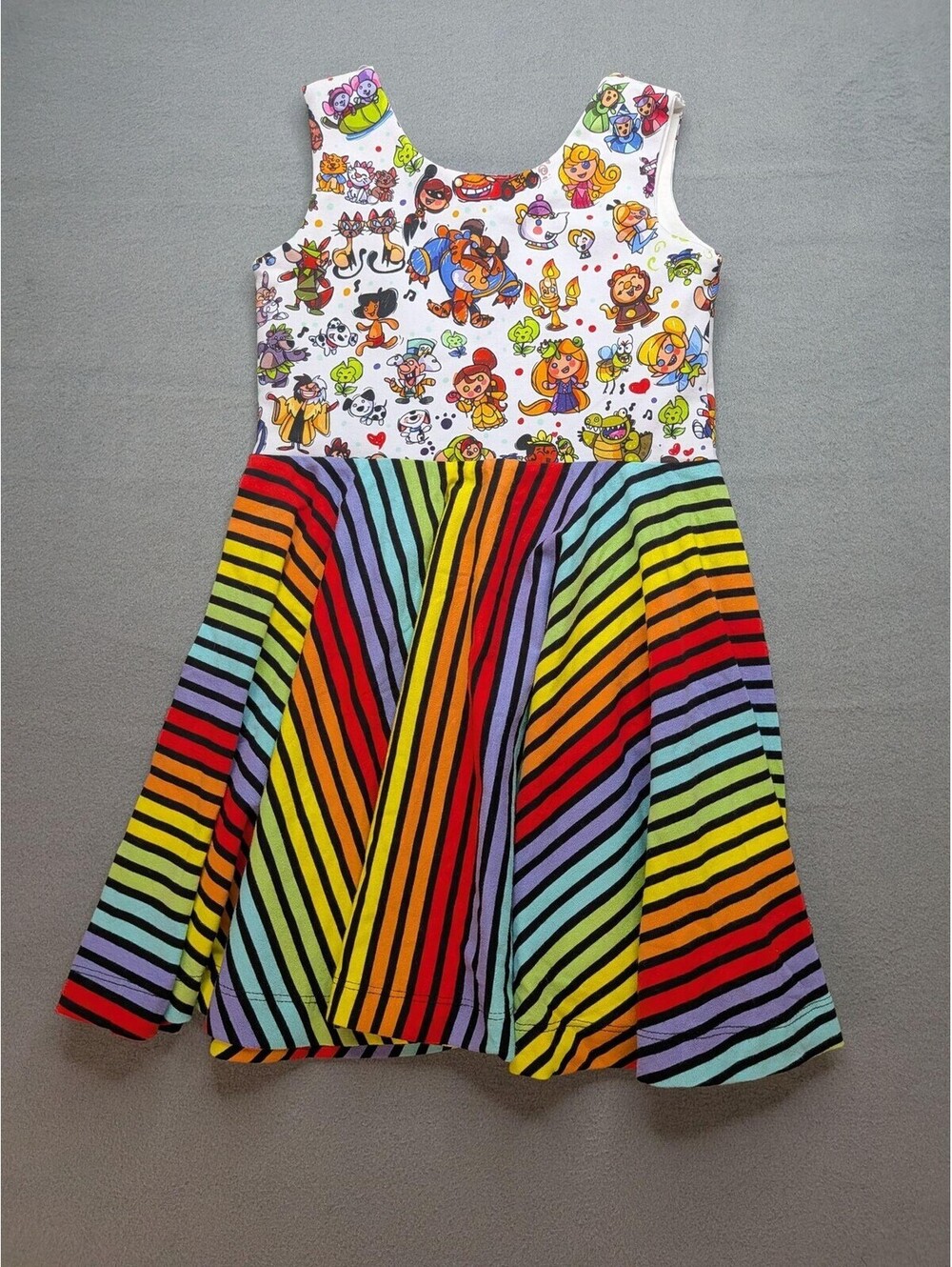 Milk Money Threads Skater Dress Girls 3T Multicolor Cartoon Rainbow Stripe